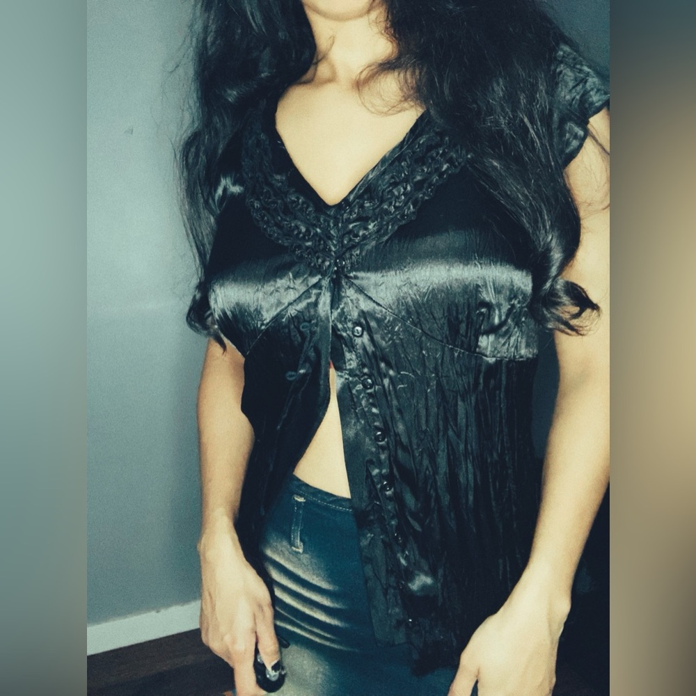 Y2K minimalist goth coquette sleeveless blouse MEDIUM